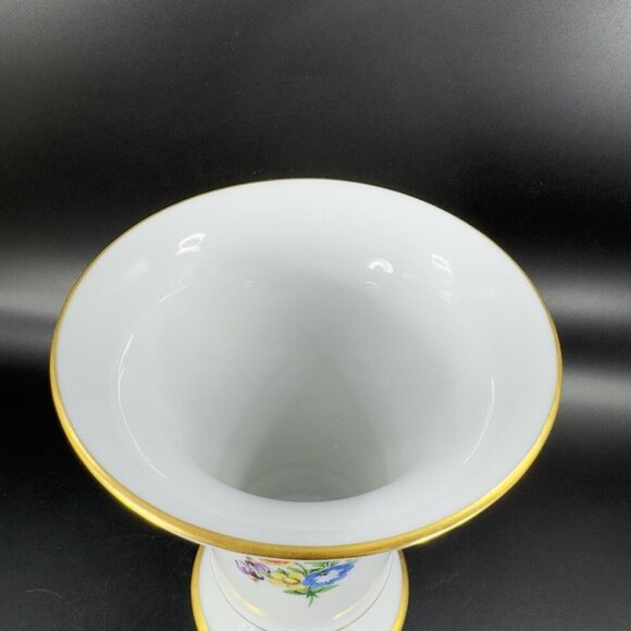 1975 Hochst German Vase Multicolor Flowers with Gold Trim Germany Porcelain Vtg - Picture 11 of 16